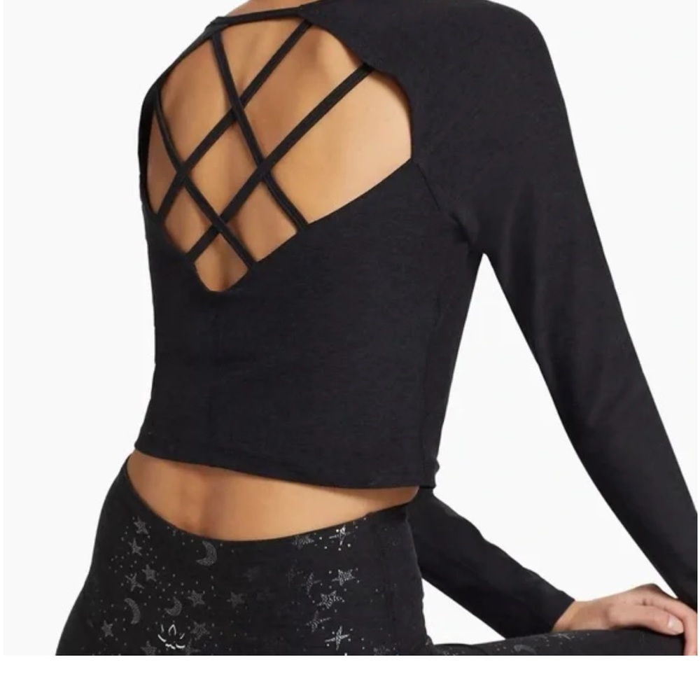 Beyond Yoga Spacedye Enlighten Cropped Pullover Darkest Night Black Size XL - Picture 4 of 11